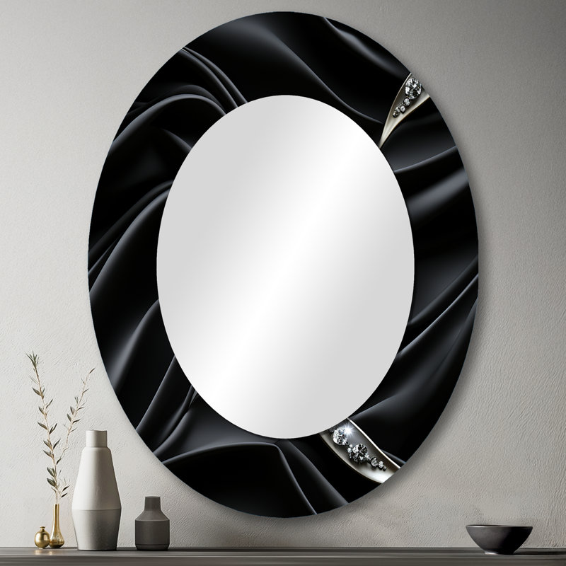 Smithtown - Grand miroir mural ovale sur métal, H 43 po x l 33 po