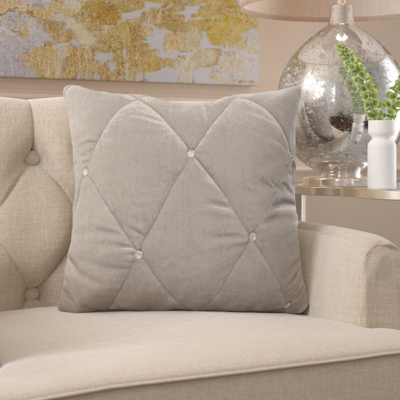 Diamante Geometric Square Cushion Cover, 45 x 45cm, Cream