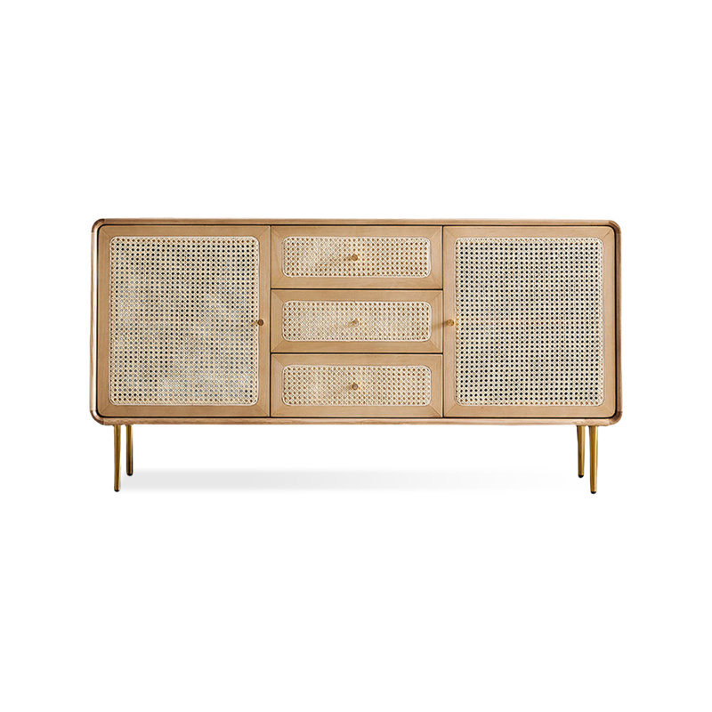 Buffet Mid-Century moderne en bois massif Burlywood