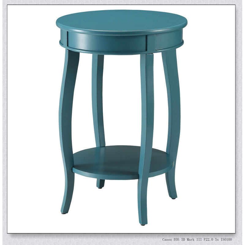 Table d'appoint ronde avec tablette inférieure, Sarcelle