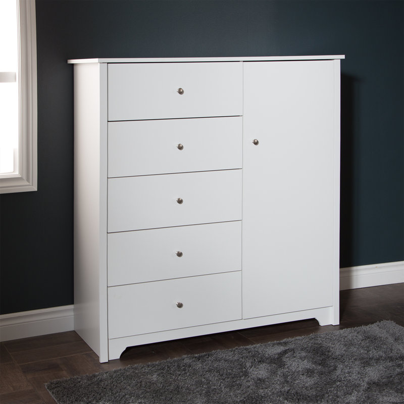 Commode pour homme 5 tiroirs l 47 po Jayra, Blanc