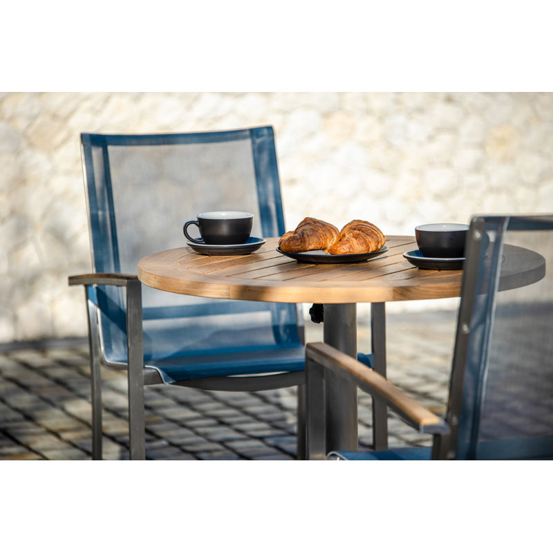 Avanti Teak Stainless Steel Outdoor Round Pedestal Table, 30" W