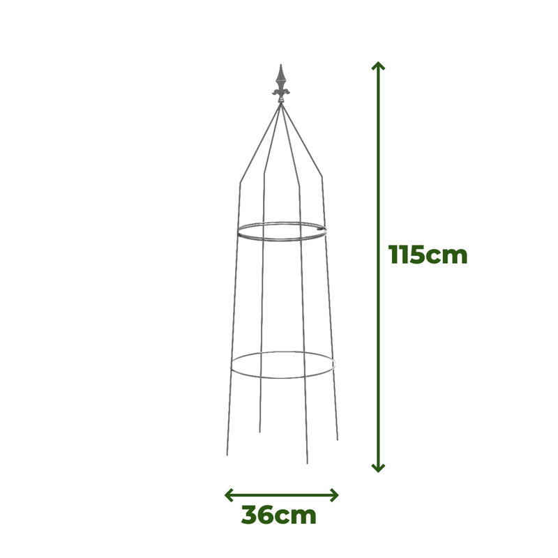 Ardiana Metal Plant Support, 195cm H x 48cm W x 48cm D, 2, Grey
