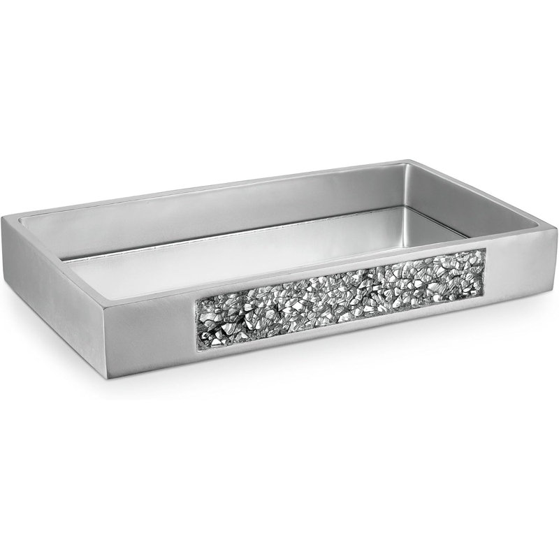 Dwellza Silver Mosaic Mirrored Bathroom Vanity Tray