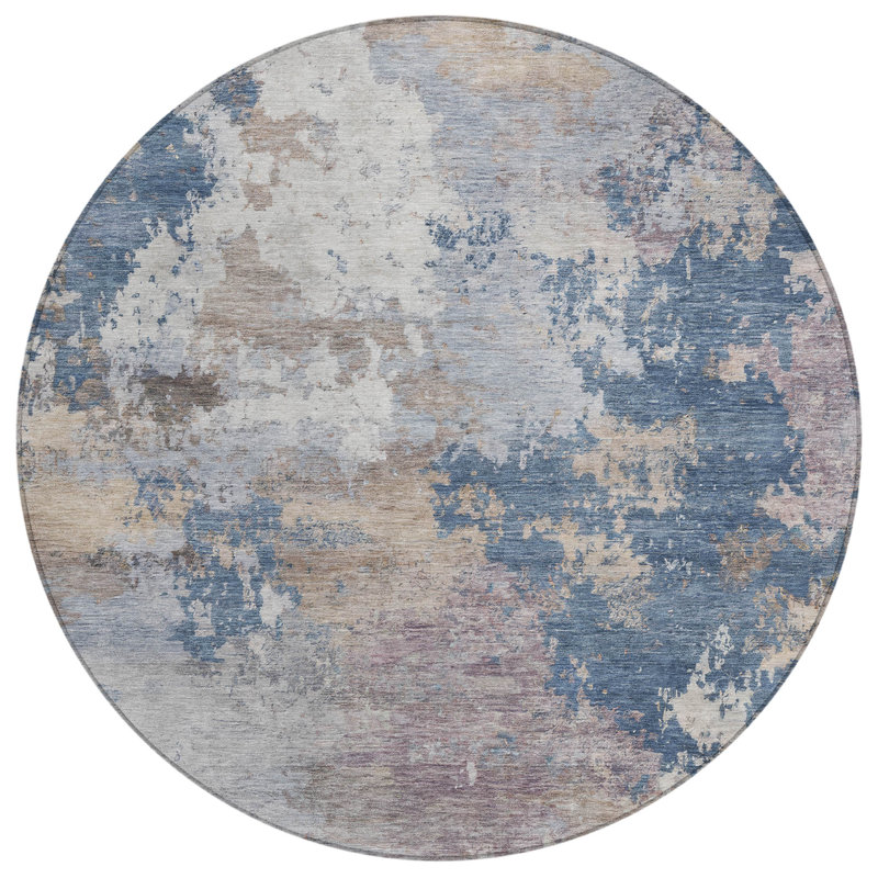 Machine Washable Indoor/Outdoor Earleville ACN2367 Abstract Rug, Round 8'