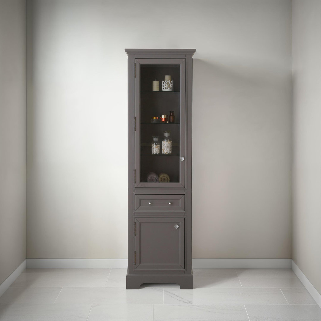 Anchita 21" W x 72" H x 17" D Solid Wood Free-Standing Linen Cabinet Wade Logan® 