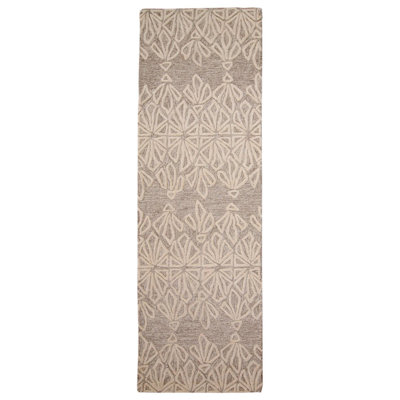 Tapis ivoire / taupe en laine touffeté à la main Grider