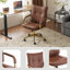 Chaise de bureau haut de gamme en similicuir brun avec accoudoirs rembourrés et siège rembourré pivotant de 23,2 po de largeur-1690942805