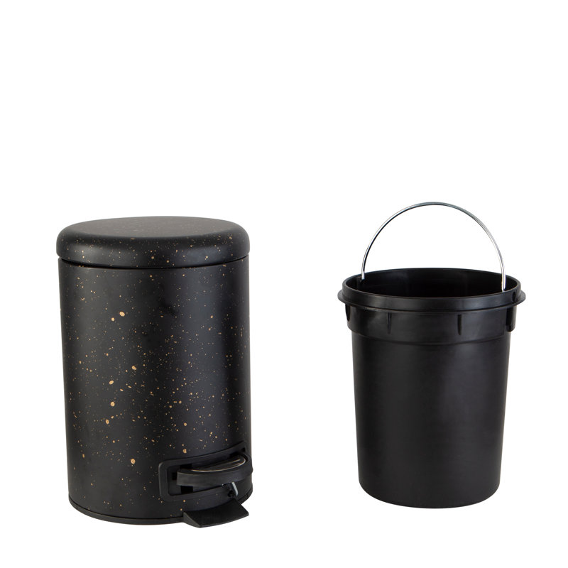 Corbeille pour déchets en métal 0,8 gallon, Noir