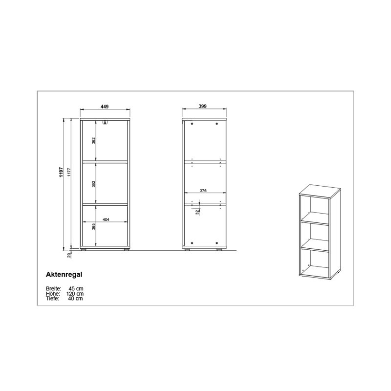 Miabella 120cm H x 45cm W Standard Bookcase, Graphite/Oak