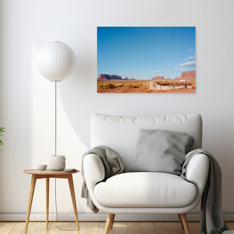 Monument Valley Shack Abstract Contemporary Architecture Landscape Wall Art Print 1 Piece Wrapped Canvas Wall Art