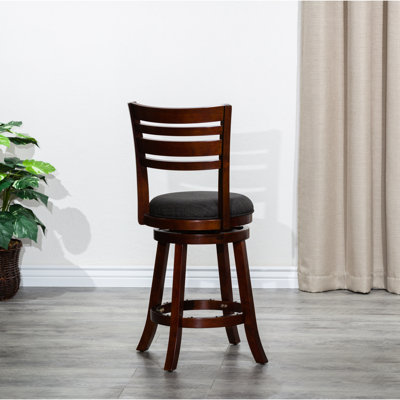 Tabouret de comptoir avec dossier à lattes et pivot à 360 degrés, siège en tissu - tabouret pivotant à hauteur d'élégance moderne, siège fonctionnel élégant