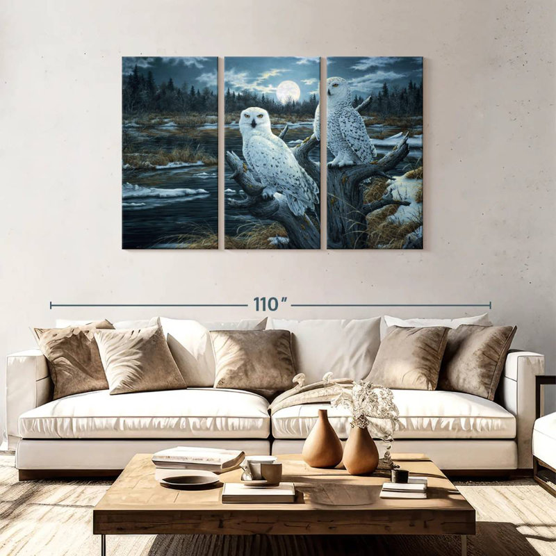 Brampt Two Snowy Owls, 48" H x 74" W