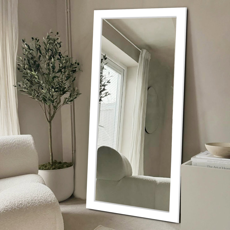 Wood Rectangle Mirror, White, 71" x 32"