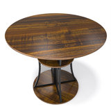 Round Wood Top Metal Base Dining Table