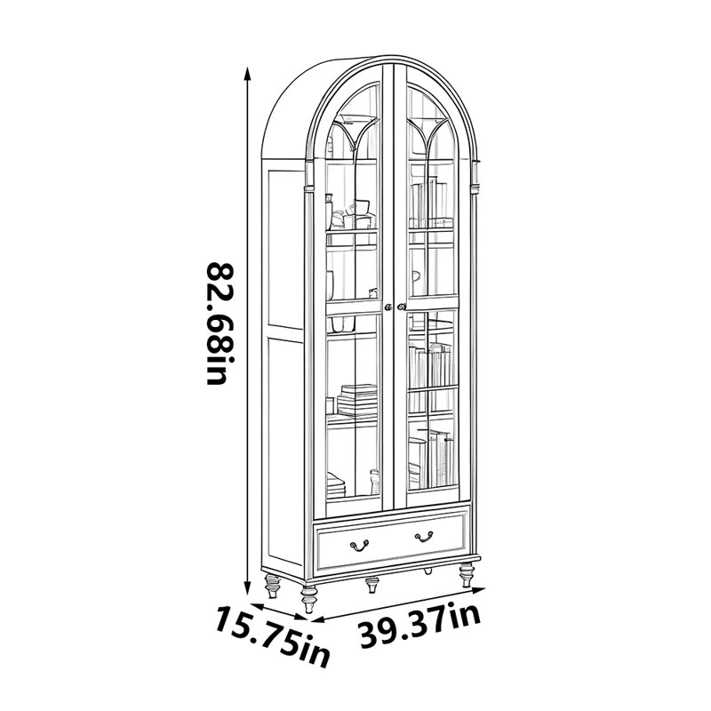 Lucille, (5 tablettes) H 82,68 po x l 39,37 po x P 15,75 po