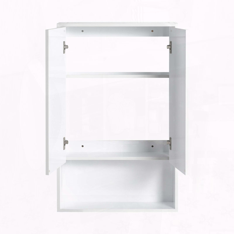 Armoire murale de salle de bain 24 po avec portes à fermeture en douceur et design flottant, blanc brillant