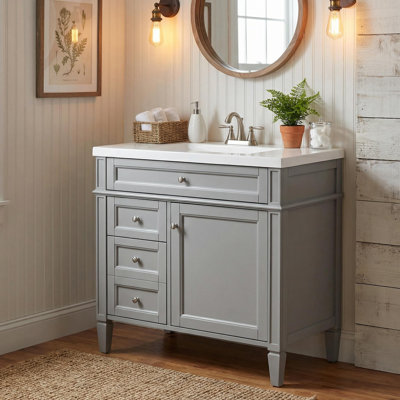  30'' Modern Bathroom Vanity Base Only Without Top with 2 Drawers and Tip-Out Drawer