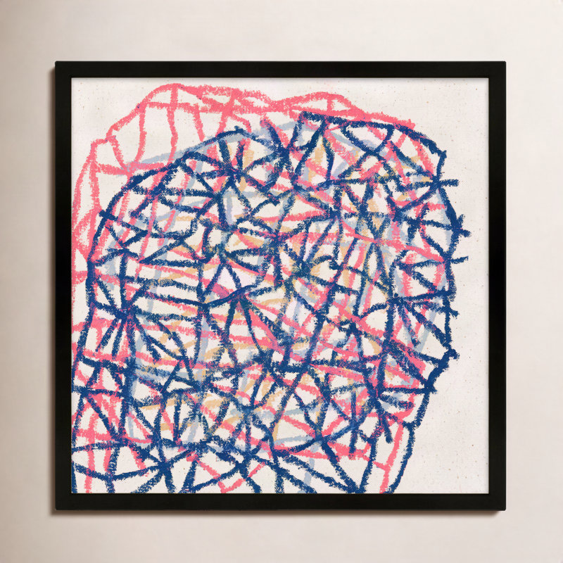 Pink Tangle Print by Stephanie Dennis, Black, 16" H x 16" W  x 1.25" D