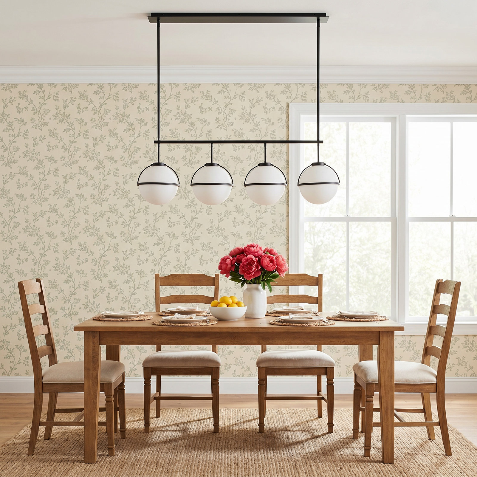 4-Light Chandelier, Black