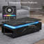 Table basse à DEL 47,2 po avec rangement, table basse intelligente avec chargement sans fil et haut-parleur Bluetooth, table basse moderne à 2 niveaux à motif de marbre ultrabrillant pour le salon, noir-564724082