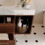 Meuble-lavabo mural flottant de 39,4 po avec lavabo en céramique, 2 tablettes ouvertes, pierre frittée blanche, conception moderne pour une utilisation de l'espace