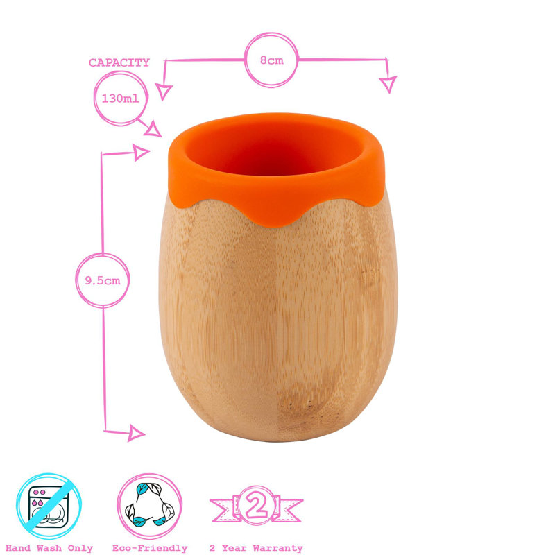 Tiny Dining 130ml Bamboo Wine Tumbler, Orange