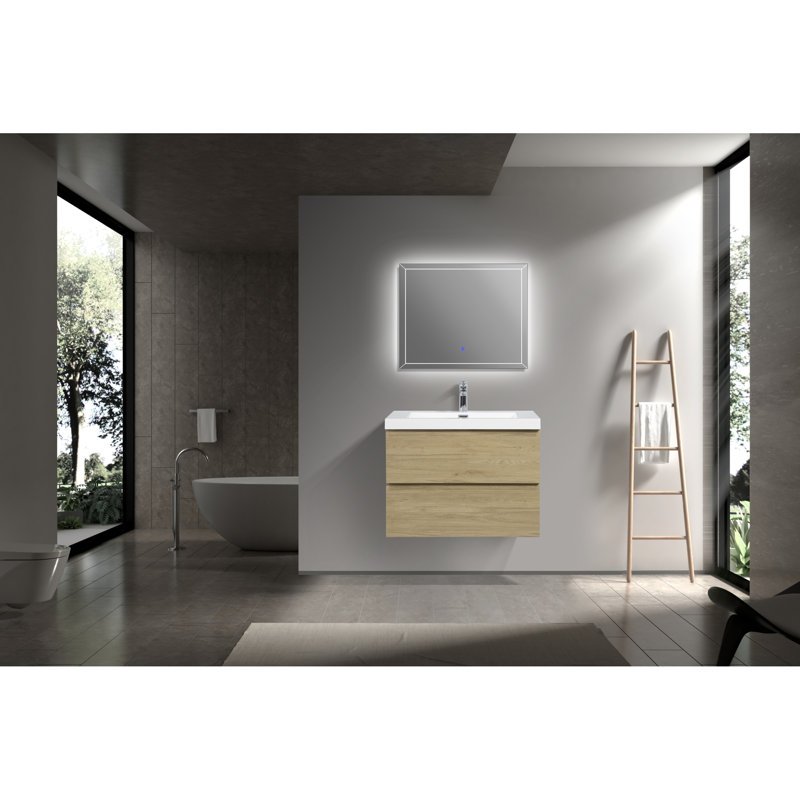 Kazuo 29.5'' Single Bathroom Vanity with Solid Surface Top