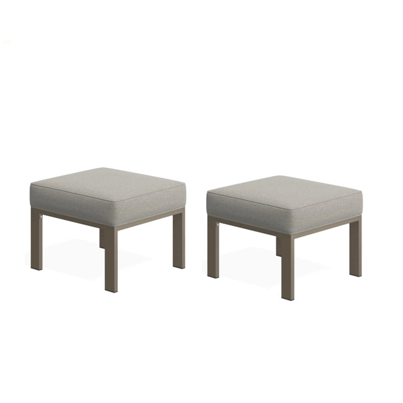 Ensemble de 2 repose-pieds de patio en métal épais et beige de 22 po, Beige, Kaki pâle