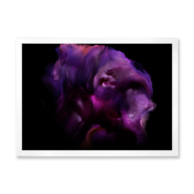 «Mauve foncé fleur fractale III», reproduction de cadre photo sur toile, H 8 po x l 12 po x P 1 po, Cadre photo blanc