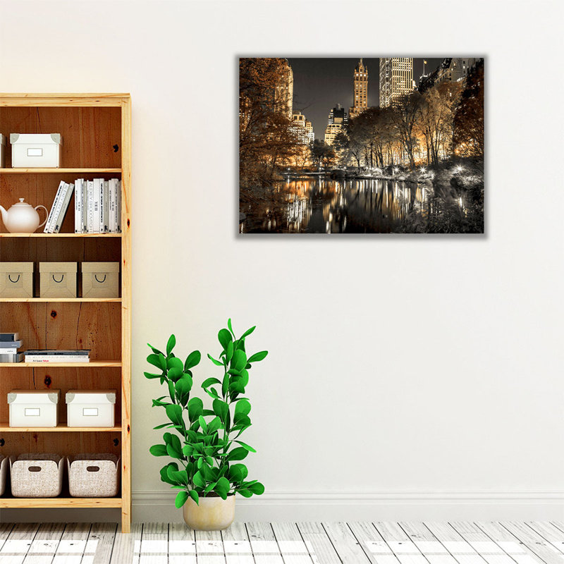 Scenic Cityscape Wall Art | Evening View Of Central Park In New York City 1, 18" H x 24" W