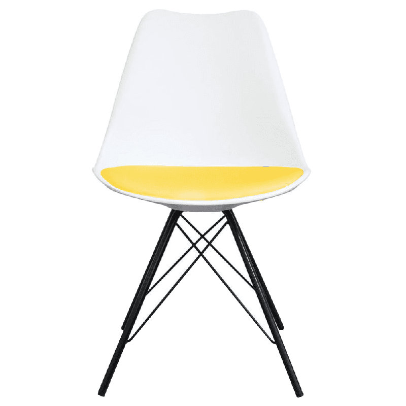 Aneta Plastic Side Chair, Yellow/White