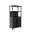 Armoire de rangement en bambou noir, armoire de salle de bain séparée avec 2 portes, armoire de plancher pour le salon, la cuisine et l'entrée