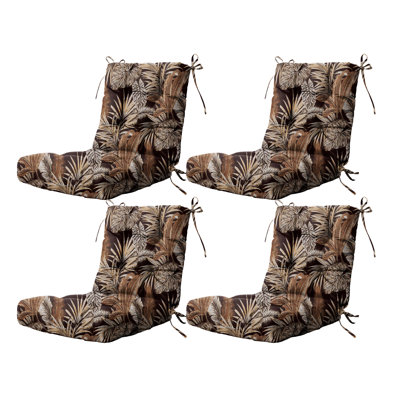 Seat/back Outdoor Chair Cushion,set Of 4 Patio Chair Cushion With Tie,tufted Replacement For Patio Furniture,40x20x4 Inches,4 Count