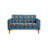 Mid-Century Modern Upholstered Sofa, Bold Blue & Orange Geometric Circle Print Fabric, Solid Wood Legs, Compact Living Room Accent Sofa(2-Seat)-67242442