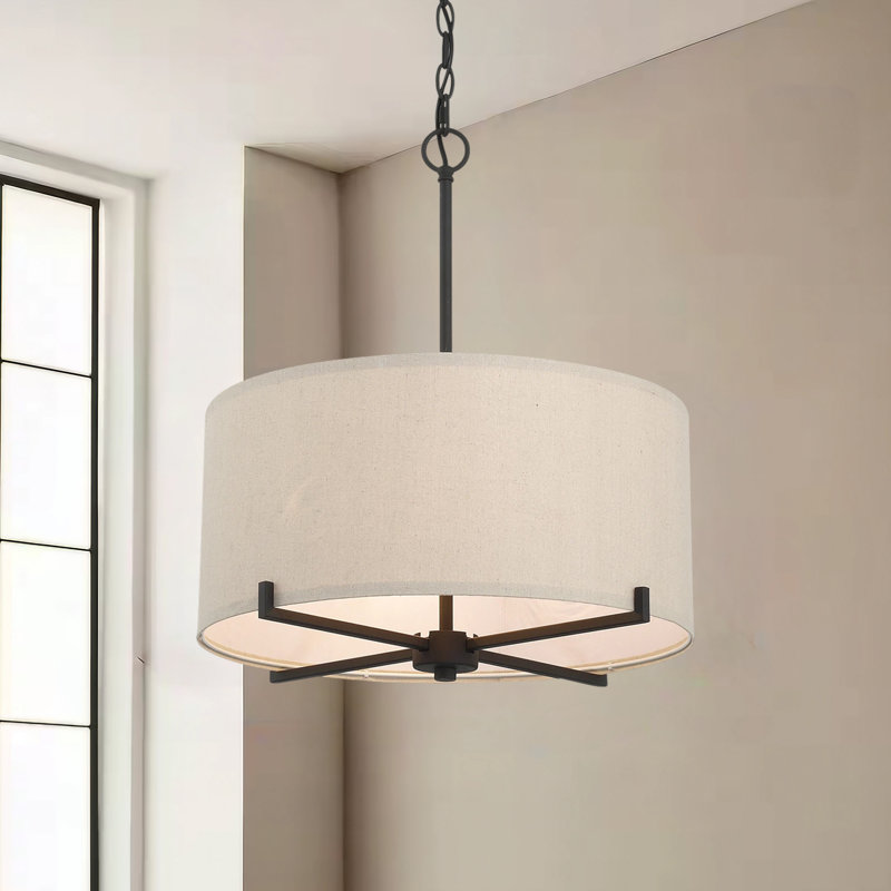  4 - Light Dimmable Drum Chandelier Dining Room Chandelier