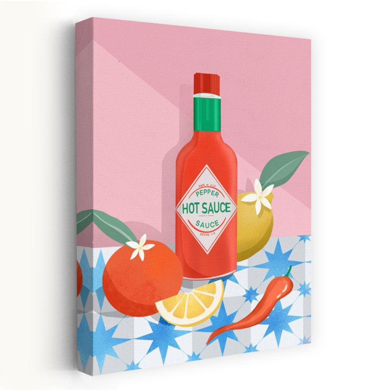 Spicy Citrus Burst Modern Vibrant Abstract Landscape Nature Wall Art Print 1 Piece Wrapped Canvas Wall Art