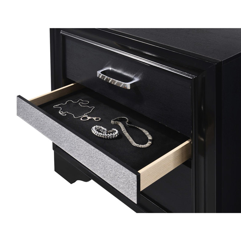 Table de chevet de la chambre 2, noir - avec compartiment caché et plateau de table de chevet design pour rehausser le style