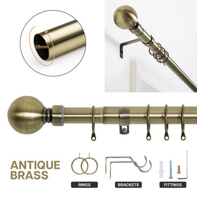 Heavy-Duty Adjustable Curtain Pole with Finials