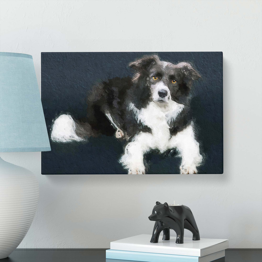 Resting Border Collie Dog - Wrapped Canvas