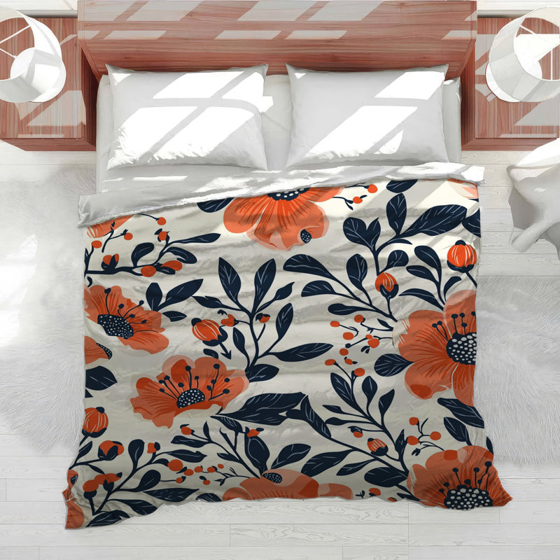 Édredon floral avec fleurs, Édredon simple TG