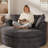 Boneless 61''W Chenille Large Round Accent Sofa, Modern Sleeper Sofa, No Assembly Required-1913970777
