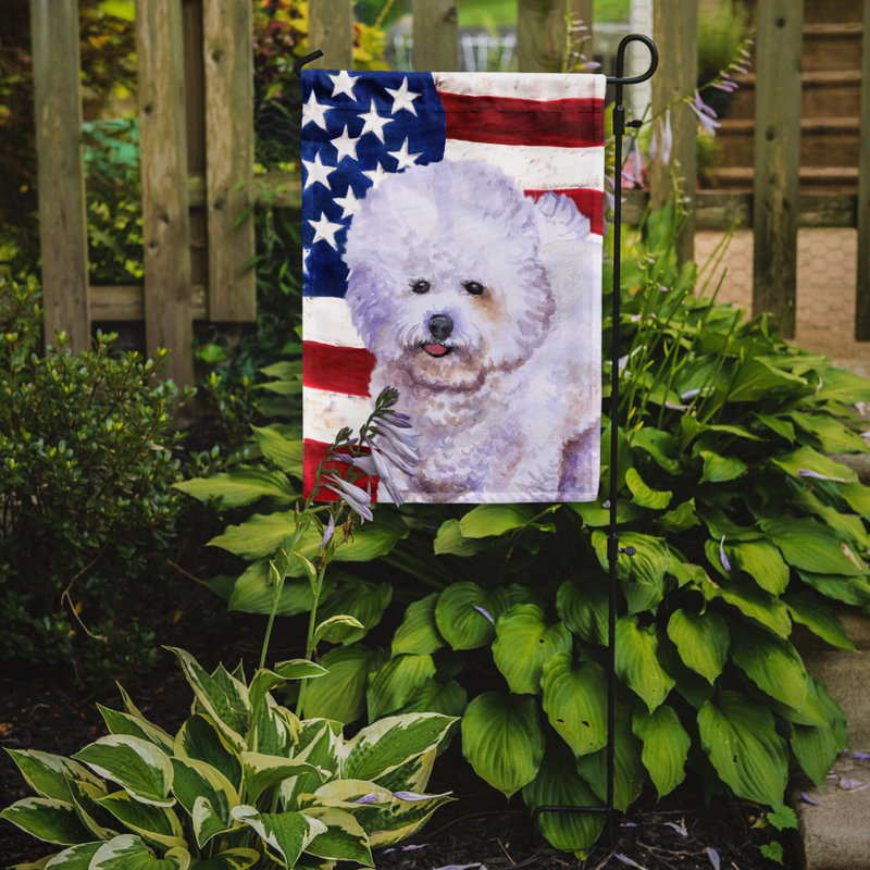2 côtés en polyester de 2 côtés american drapeau de jardin, Bichon frisé mauve