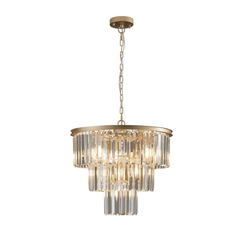 Lustre en cristal à 3 niveaux Alijah avec hauteur de suspension réglable (ampoule non incluse)
