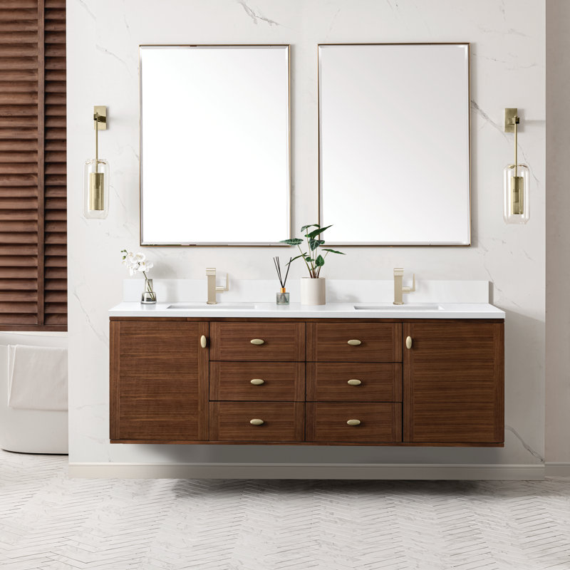 Curiel Double Bathroom Vanity Set, White Zeus, Single-Hole, 72"