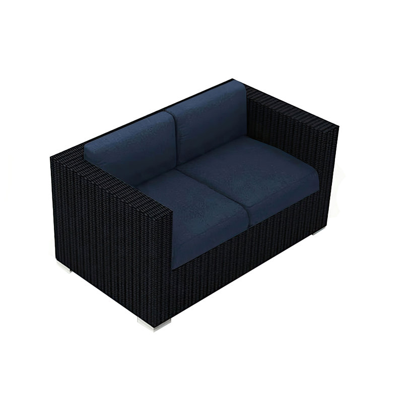 Suffern 63'' Wide Powder Coated Aluminum Loveseat with Cushions, Canvas Heather Beige Sunbrella® Canvas