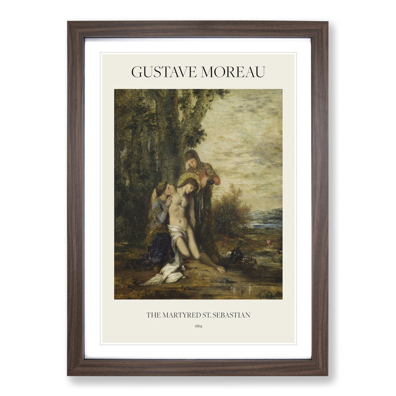 The Martyred Saint Sebastian by Gustave Moreau - Picture Frame Painting, Walnut Framed, 36cm H x 27cm W x 2cm D