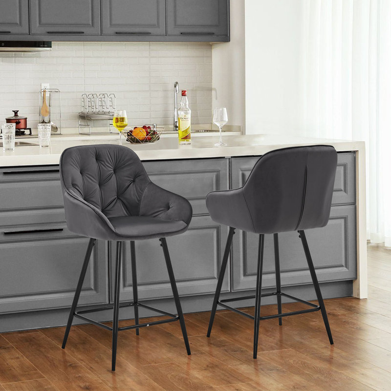 Aekerly Upholstered Counter Stool with Metal Frame