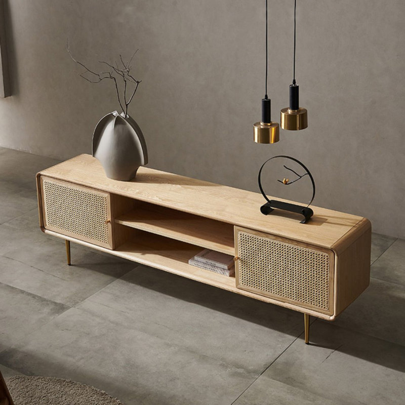 Meuble télé Modern Burlywood, H 23,62 po x L 78,74 po x l 15,75 po, Naturel