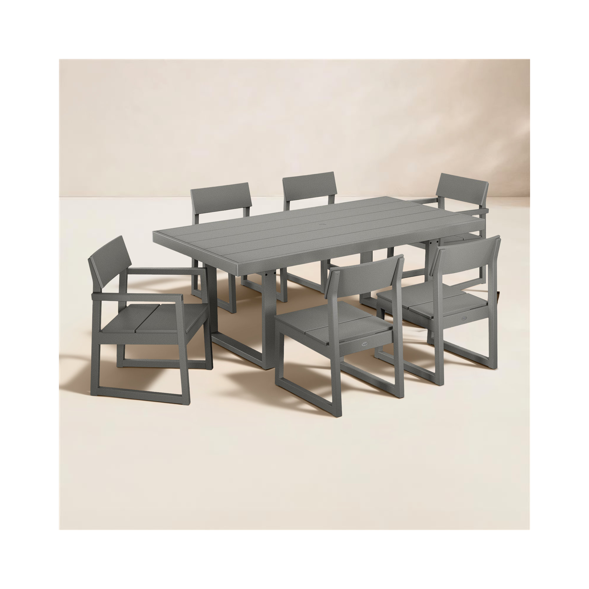 Edge 78" Rectangular 6-Person Dining Set, Slate Gray